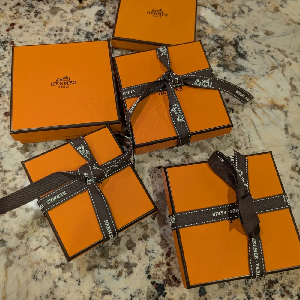 Hermès Signature Orange Boxes with Dark Ribbon